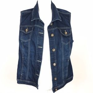 Christopher & Banks Dark Wash Denim Jean Vest